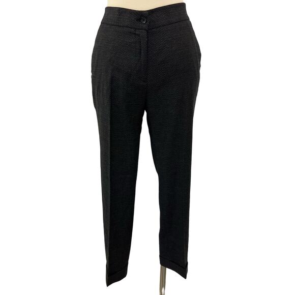 ETRO Wool Blend Ankle Pants Slacks Black with Light Pink DotsIT 40 (US 6)